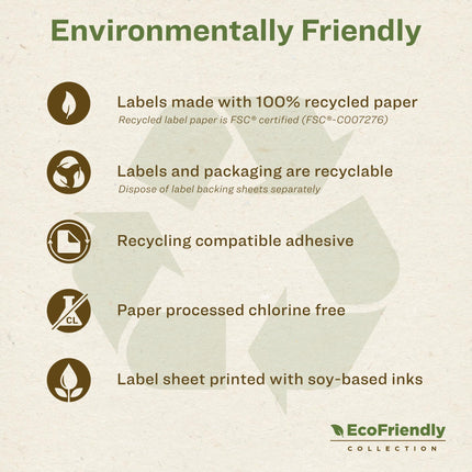 Avery EcoFriendly Matte White Recycled Rectangle Labels, 2" x 7", Print-to-The-Edge, Matte White Labels, Permanent Adhesive, Laser/Inkjet Printable, 200 Total