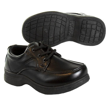Zapatos de niño French Toast - Mocasines Oxford escolares uniformes de vestir para iglesia, sin cordones, piel sintética (niño pequeño a niño grande) (Negro), con cordones negros, 10 US Niño