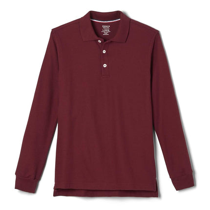 Camisa tipo polo de uniforme piqué de manga larga para niños French Toast, borgoña, 10-12