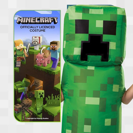 Disguise Official Minecraft Creeper Costume Kids, Minecraft Inflatable Costume Fancy Dress Up Outfit Halloween Birthday World Book Day Costumes for Boys Children One Size