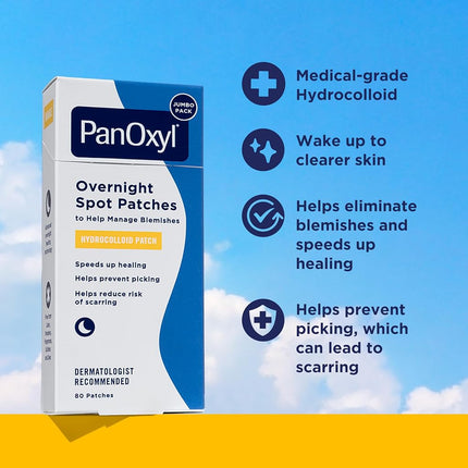 PanOxyl PM Overnight Spot Patches, Advanced Hydrocolloid Healing Technology, Fragrance Free, 80 Count