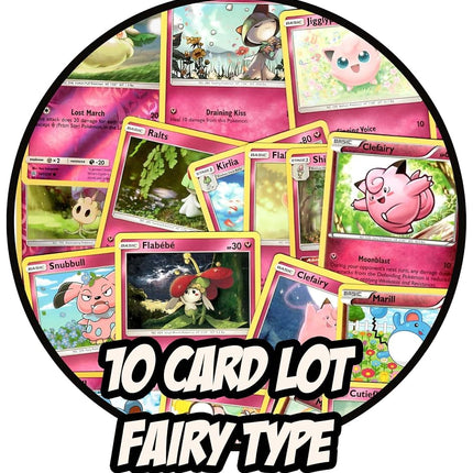 Pokemon -10 Card Lot - Fairy Type Only - No Duplicates - Jigglypuff Ralts Marill