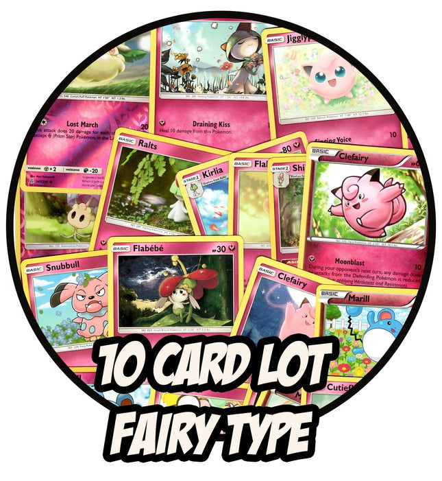 Pokemon -10 Card Lot - Fairy Type Only - No Duplic