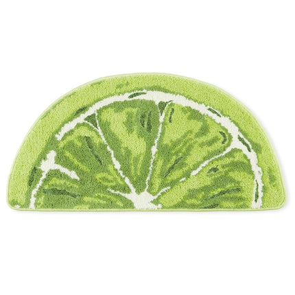 TOWN & COUNTRY PLAY Tapete de Baño en Forma de Media Rodaja de Lima Cítrica, Tapete Tufted Absorbente para Piso, Parte Trasera Antideslizante, Lavable a Máquina, Verde, 34.7"x18.1"