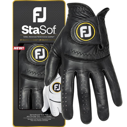 Footjoy Men's StaSof Golf Glove, Black, Cadet X-Large, Worn on Left Hand