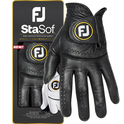 FootJoy Men's StaSof Golf Glove, Black, Large, Wor