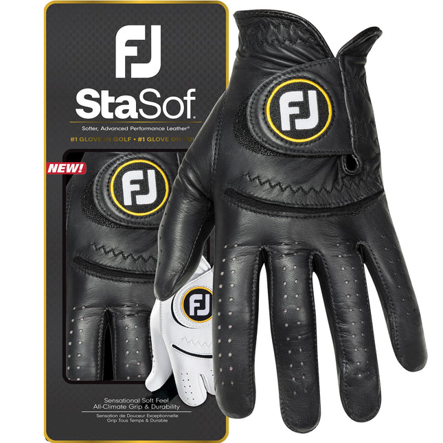 FootJoy Men's StaSof Golf Glove, Black, Large, Wor