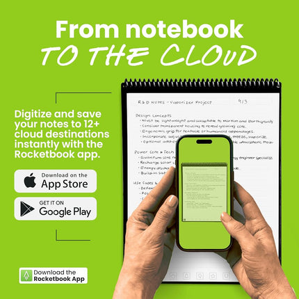 Rocketbook Flip Reusable Smart Notepad, Top Bound Spiral Notebook Lined and Dotted Pages Letter Size 8.5x11, Premium, Black (Pack of 1)