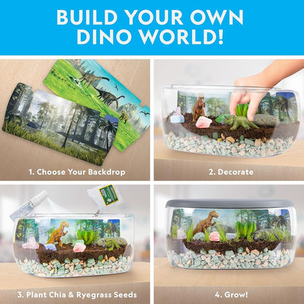 National Geographic Light Up Terrarium Kit for Kids - Build a Dinosaur Habitat with Real Plants & Gemstones, Science Kit, Dinosaur Toys for Kids