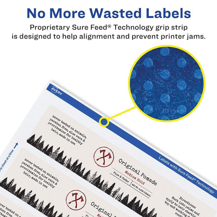 Avery Matte White Rectangle Labels with Sure Feed, 1" x 7", 800 Matte White Printable Labels