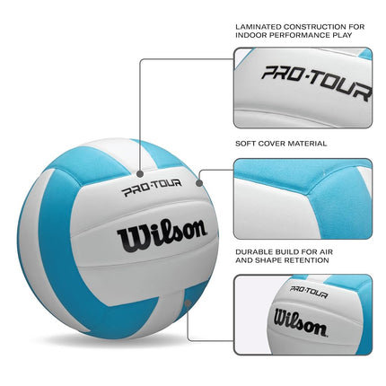 Wilson Pro Tour Indoor Volleyball - Teal/White, Official Size