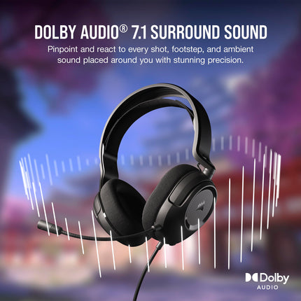 Casque Gaming Filaire Multiplateforme Corsair HS35 Surround v2 – Dolby 7.1 – Microphone Flexible Omnidirectionnel – Connexion Universelle 3,5 mm – PC, Mac, PS5, PS4, Xbox, Nintendo Switch, Mobile – Carbone
