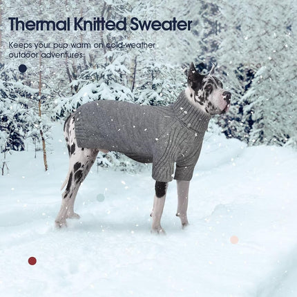 IECOii Extra Large Dog Sweater 4XL,Thermal Warm Dog Sweaters for Giant Breed Dogs,Turtleneck Knitted Knitwear for Pet Winter,Stretchy&Easy On Doggy Sweatshirt for Doberman,Great Dane(Light Grey,XXXXL)