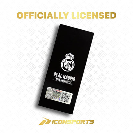Icon Sports Officially Licensed Real Madrid Adjustable Dad Cap – White & Black Cotton Hat with Buckle for Men & Women