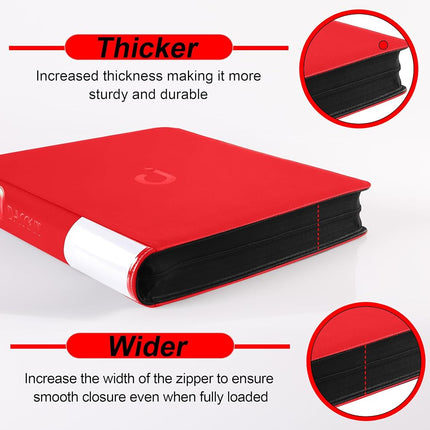 Premium 2000 Pocket Card Binder - 20 Pocket Trading Card Binder with Sleeves Fits 2000 Cards, Ringless Card Album for TCG - Model A，Classic Red