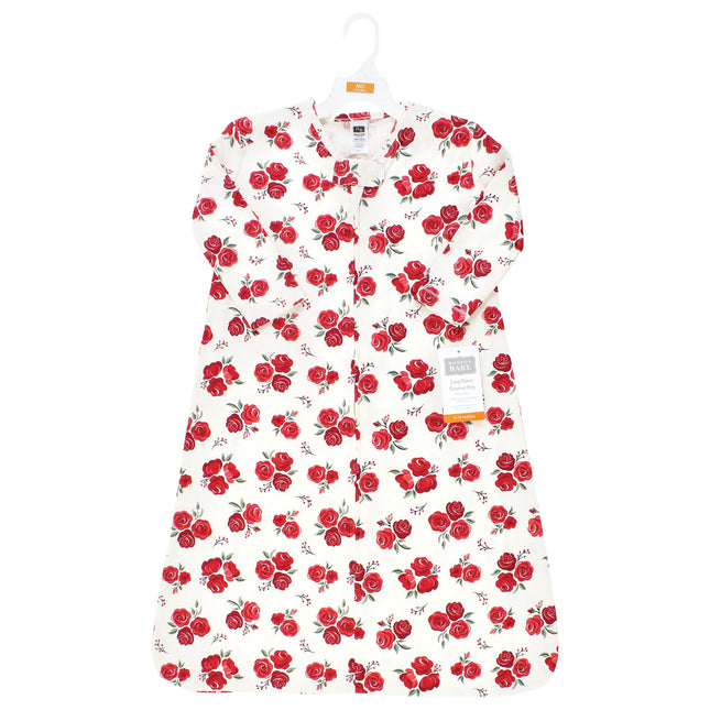 Hudson Baby Saco de Dormir, Manta, de Jersey de Algodón de Manga Larga Unisex para Bebés, Rosa Roja, 0-6 Meses