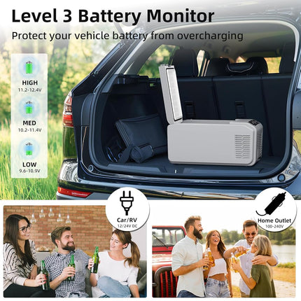 Antarctic Star - 12V Car Refrigerator, 15.79QT 15L Mini Refrigerator, Electric Cooler, Smart Control Panel, 12V DC and 100V AC LED for