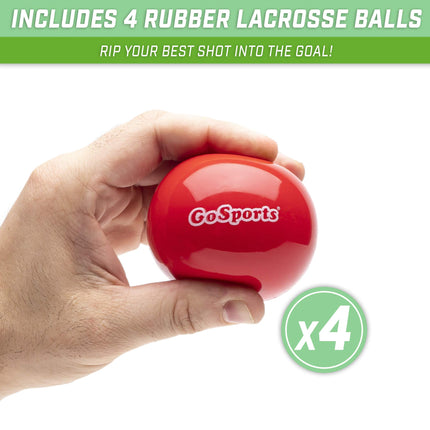 GoSports Lacrosse Floating Pool Goal Set - Includes Lacrosse Water Goal, 2 Lacrosse Sticks and 4 Soft Rubber Balls