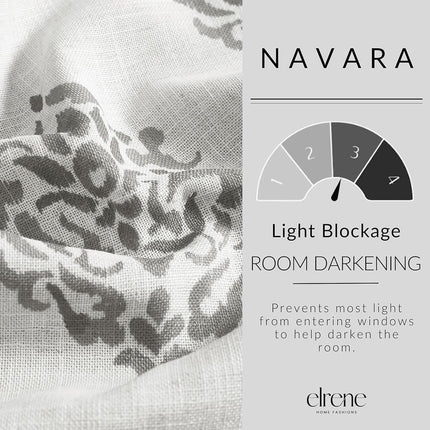 Elrene Home Fashions Navara Medallion Room Darkening Window Curtain Panel, 52" x 84" (1, Gray