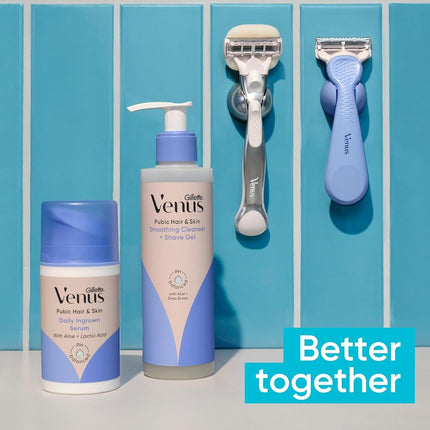 Gillette Venus Intimate Grooming Women's Razor for Pubic Hair and Skin, Bikini Razor, Handle + 3 Razor Refills