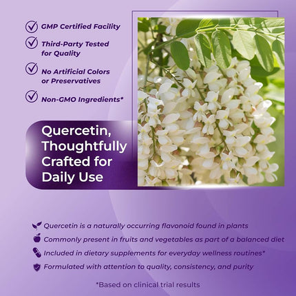 Premium Quercetin 98% High Purity 3970 mg with Bromelain, Zinc, Vitamin C, Vitamin D3 2000 IU, Elderberry - Cardiovascular Respiration Immune Support for Adult Kids - 90 Day Supply
