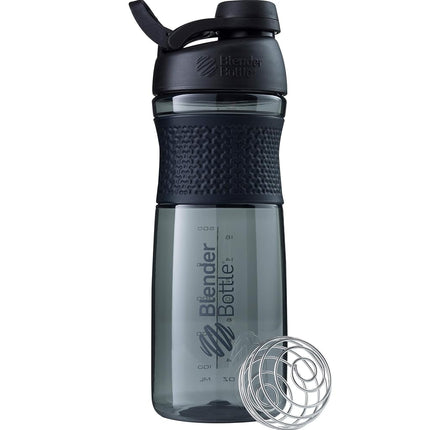BlenderBottle Sportmixer | Vaso mezclador de proteínas | Vaso mezclador de dieta | Botella de agua | con BlenderBall | 820ml - negro/negro