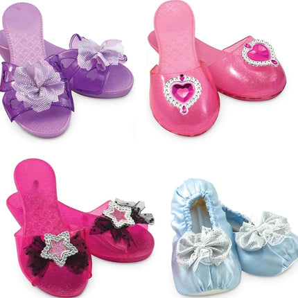 Melissa & Doug Costume Role Play Collection - Step In Style! Dress-Up Shoes Set (4 Pairs) - Princess Play Shoes for Kids Ages 3+