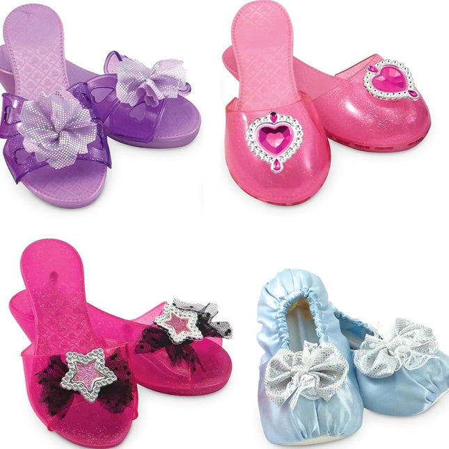 Melissa & Doug Costume Role Play Collection - Step In Style! Dress-Up Shoes Set (4 Pairs) - Princess Play Shoes for Kids Ages 3+