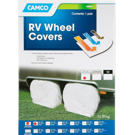 Camco 45321 Vinyl Wheel & Tire Protector, 2 Pack (24 inches-26 inches, White)
