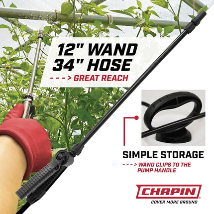 Pulverizador de bomba Chapin 20002, 2 galones, para césped y jardín, presurizado a mano, filtro anti-obstrucción, boquilla rociadora ajustable, para rociar plantas, regar, malezas, fertilizantes y plagas, translúcido