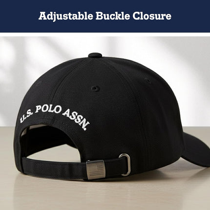 U.S. POLO ASSN. Concept One Small Polo Pony Logo Baseball Hat, 100% Cotton, Adjustable Cap, Black