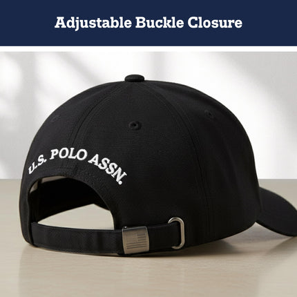 U.S. POLO ASSN. Concept One Small Polo Pony Logo Baseball Hat, 100% Cotton, Adjustable Cap, Black