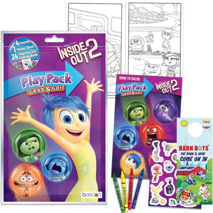 Disney Inside Out 2 Coloring Book Set - Bundle of 2 Pixar Inside Out Coloring Books, Mess Free Imagine Ink, Play Pack, Crayons, Stickers for Girls