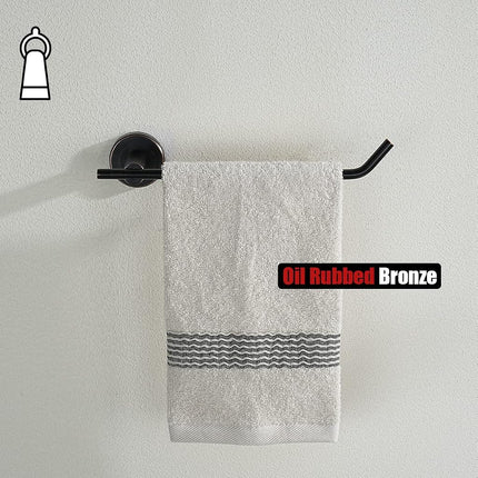 JQK Barre Porte-Serviette Huilé Bronze, Anneau de Serviette en Acier Inoxydable pour Salle de Bain, Support Mural Collier 9 Pouces Main Droite, TR100-ORB