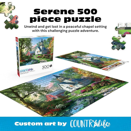 Buffalo Games - Dominic Davison - Little White Chapel - 500 Piece Jigsaw Puzzle for Adults Challenging Puzzle Perfect for Game Nights - Finished Puzzle Size is 21.25 x 15.00