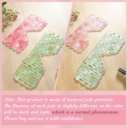 2 Pcs Jade Eye Mask Rose Quartz Crystal Sleep Masks Cooling Eye Mask for Puffiness Light Green Jade Stone Eye Mask for Alleviate Puffiness Massage Relax Wrinkles Relieve Migraine Meditation Beauty