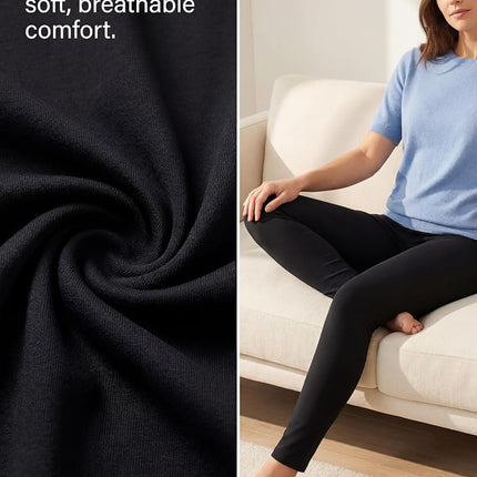 HUE Women's Wide Waistband Blackout Cotton Leggings, Assorted Hosiery, Black, S