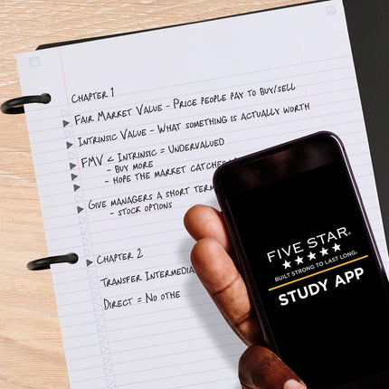 Five Star Flex Refillable Notebook + Study App, College Ruled Paper, 1-1/2 Inch TechLock Rings, Pockets, Tabs and Dividers, 300 Sheet Capacity, Black (29324AA2)