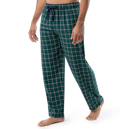 Izod Men's Dyed Woven Pyjama Bottoms Made from Poly-Rayon Yarn, Green Chequered, XXL