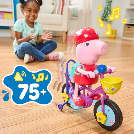 Peppa Pig Ready, Pedal, Go Peppa Interactive Figure and Bicycle Playset | 75+ Sounds, Reactions, Song | Preschool Toys for Girls and Boys Ages 3+