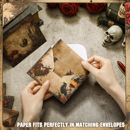 TaoBary 160 Pcs Gothic Stationery Paper and Envelopes Set, 5.5 x 8.25''