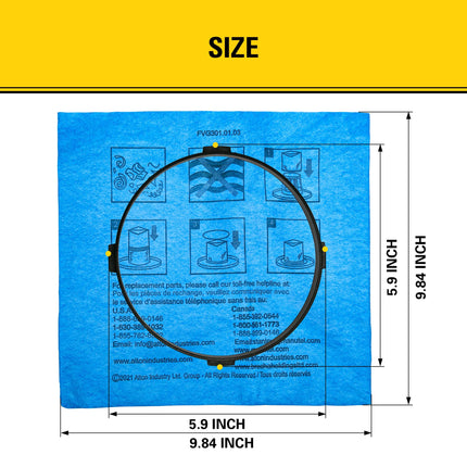 Stanley 25-1201 Filtro Reutilizable de Tela Azul con Anillo de Abrazadera para Aspiradoras Húmedas/Secas de 1 a 5 Galones, Compatible con SL18910P-3, SL18130P, SL18133, SL18129