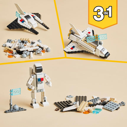 LEGO Creator 3 in 1 Space Shuttle Toy to Astronaut Figure to Spaceship 31134, Building Toys for Kids, Boys, Girls Ages 6 and up, Creative Gift Idea