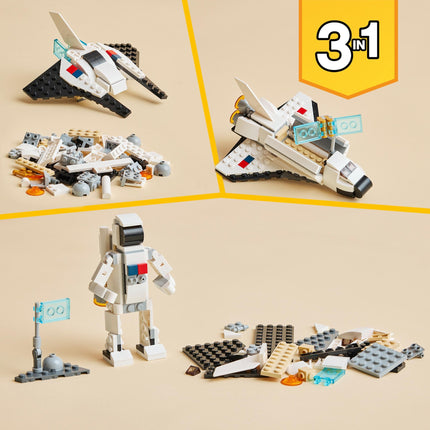LEGO Creator 3 in 1 Space Shuttle Toy to Astronaut Figure to Spaceship 31134, Building Toys for Kids, Boys, Girls Ages 6 and up, Creative Gift Idea
