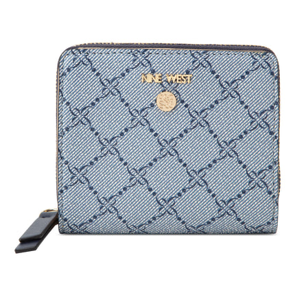 Nine West Caireann Small Zip Around, Chambray Logo
