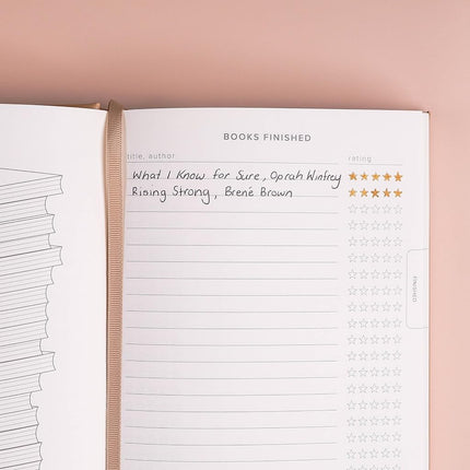 Kunitsa Co. Reading Journal. Book Journal for Book Lovers & Readers. Review and Track Your Reading (Blush, Avid Reader Edition) - 104 Book Reviews