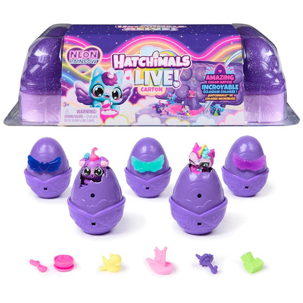 Hatchimals Alive, Neon Rainbow Egg Carton Toy with