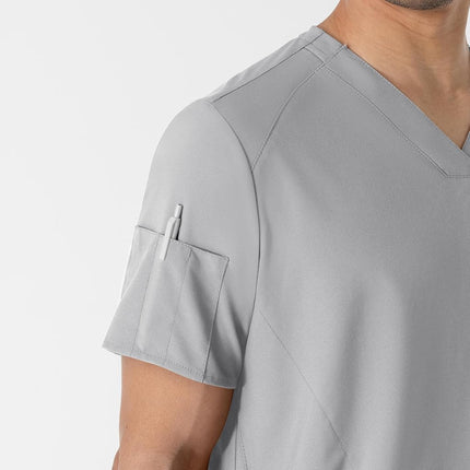 WonderWink W123 6355 Men's V-Neck Top, Pewter, 4-XLarge