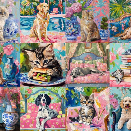 Buffalo Games - Bonjour - Sophie Clima - Cats and Dogs Collage - 1000 Piece Jigsaw Puzzle for Adults - Challenging Puzzle Perfect for Game Nights