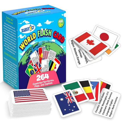 Zastic! World Flags Flashcards - 245 Country Flags